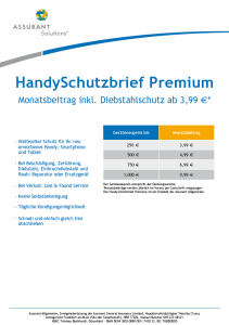 Handy Schutzbrief Preisliste